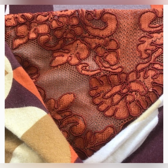 Charles Nolan Dress, Browns & Oranges, Wrap, Ruckering Side, Long Sleeved, Sz 4 - Picture 6 of 16